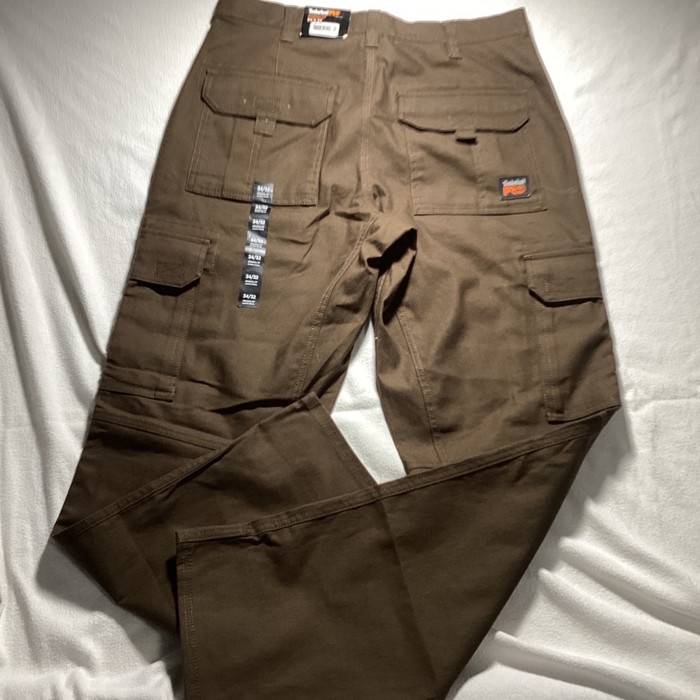 Timberland PRO Mens 34x32 Original Fit Canvas Utility Cargo Pants Dark Brown NEW - Picture 4 of 10